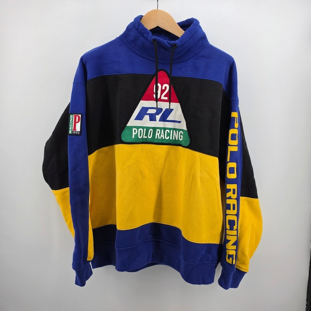 Polo Ralph Lauren Polo Racing 92 Colorblock Sweatshirt Mens Large Blue Yellow